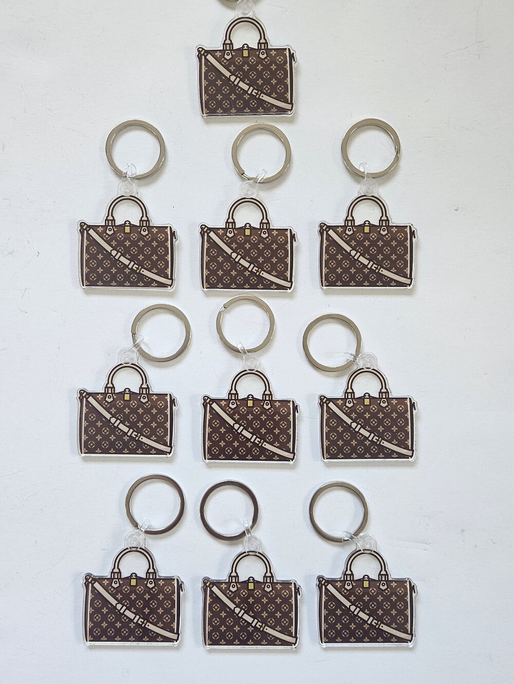 NWTx10 Brown Handbag Keychains Fashion Party Favor Bridesmaid Gift Mom Present